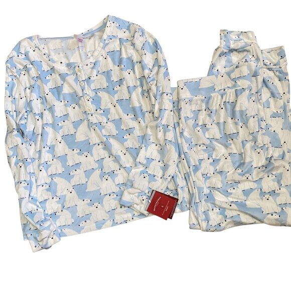 Target Polar Bear Soft Holiday Matching Family Pajama Set Wondershop™ Blue Large - Picture 1 of 13